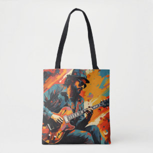 Guitar Player Music Painting Abstract Art Decor Tote Bag