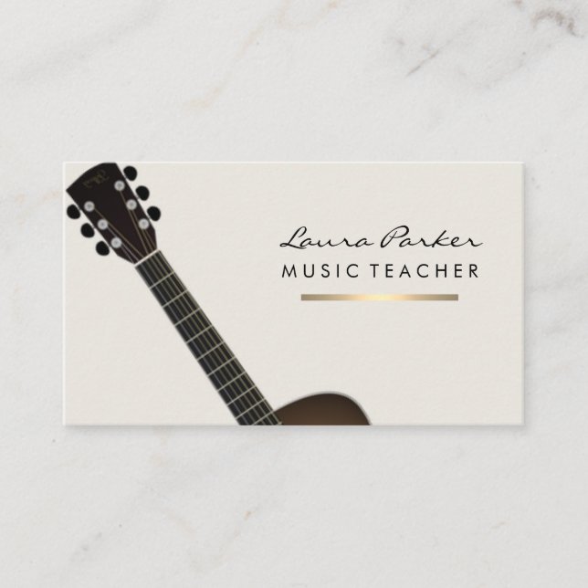 Guitar Player Musician Music Teacher  Gold Business Card (Front)
