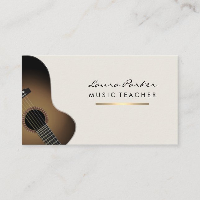 Guitar Player Musician Music Teacher  Gold Business Card (Front)