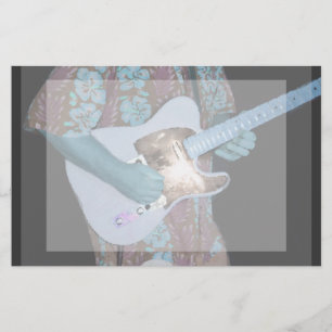guitar player painting blue neat abstract musician stationery