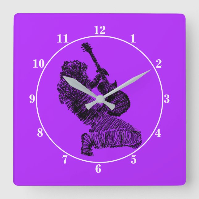 Guitar Player - Rock Men Square Wall Clock (Front)