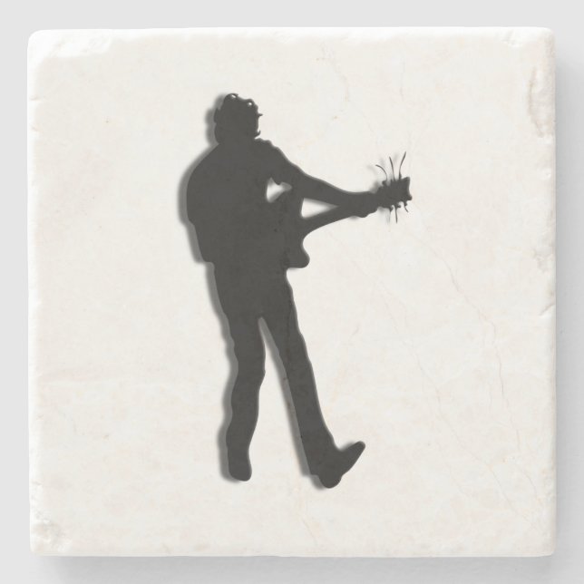Guitar Player Stone Coaster (Front)