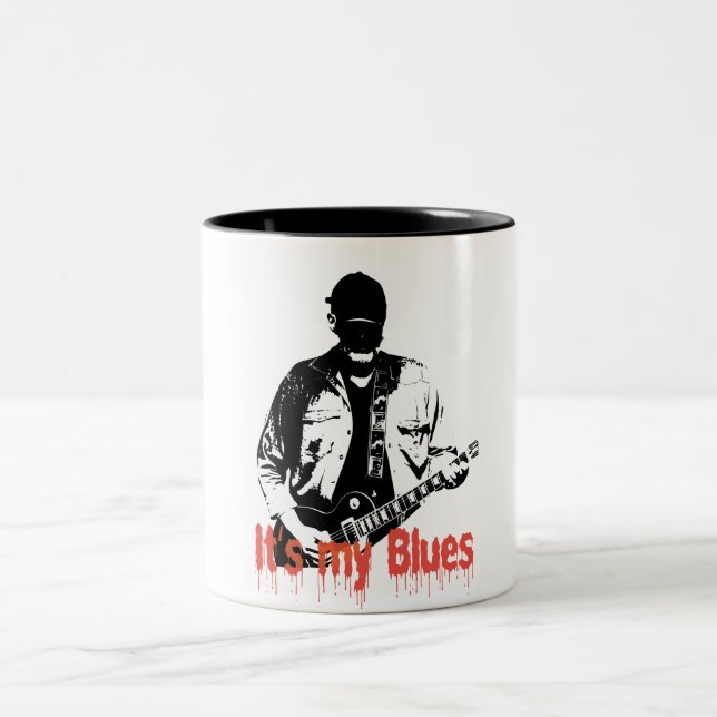 guitar player Two-Tone coffee mug (Center)