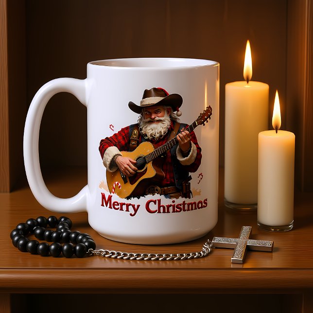Guitar Playing Cowboy Santa Coffee Mug (Creator Uploaded)