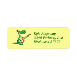 Guitar playing Dinosaur   Return Address Label