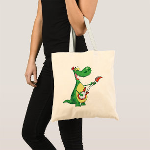 Guitar Playing Dinosaur Tote Bag