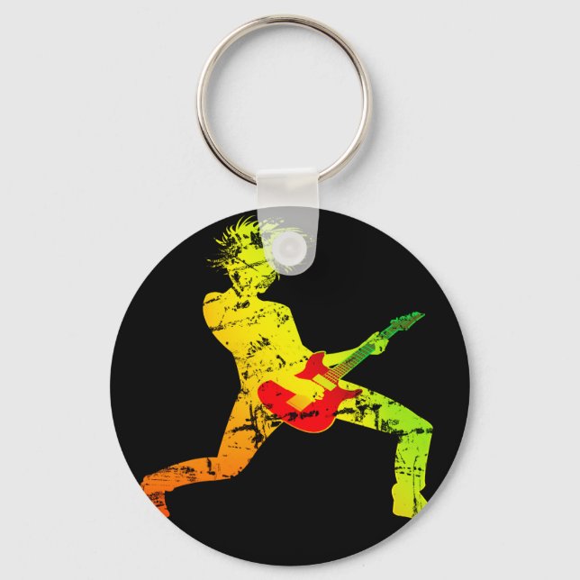 Guitar Playing Rocker Key Ring (Front)