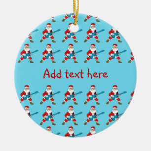 Guitar Playing Santa Claus Ceramic Tree Decoration