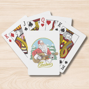 Guitar Playing Santa Claus Christmas Playing Cards