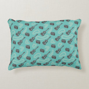 Guitar Radio Pattern Choose Colour Background P Decorative Cushion