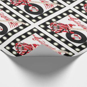 Guitar Record and Music Notes With Light Border LG Wrapping Paper