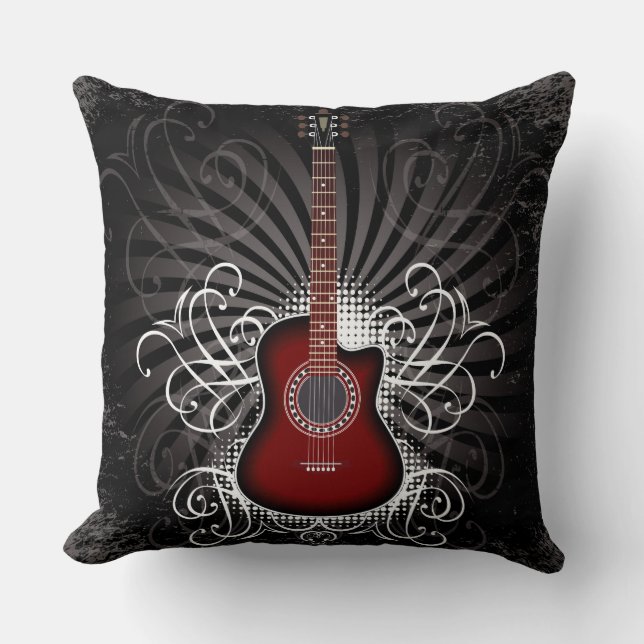 Guitar Red/Black Pillow (Front)