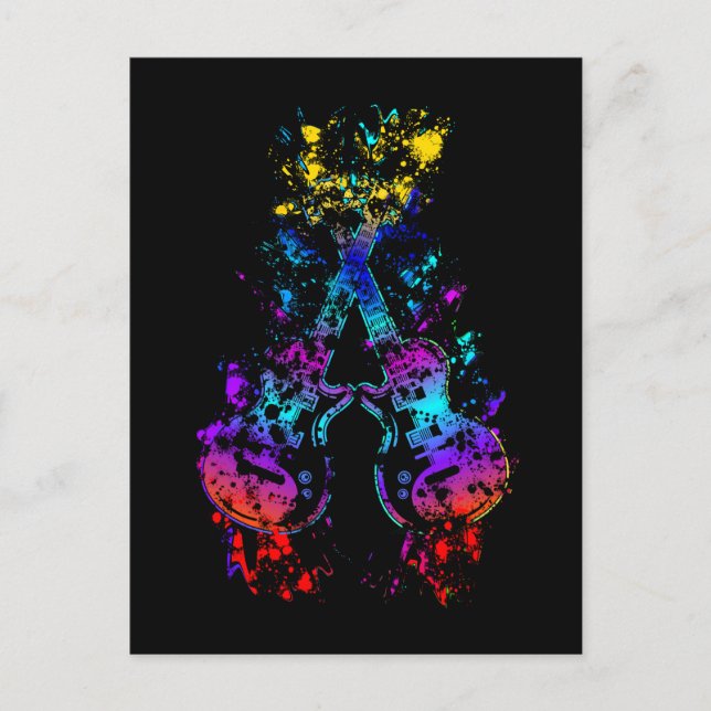 Guitar Retro Rock and Roll Music Lover Guitarist Postcard (Front)