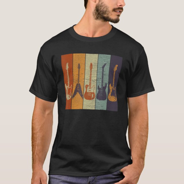 Guitar  Retro Style Tee For Guitarist Guitar (Front)