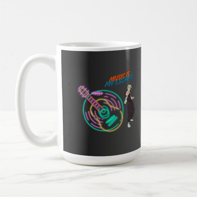Guitar Rhythm Mug – Music Lover Anime Boy Design (Left)