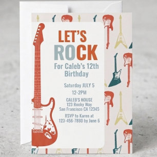 Guitar Rock and Roll Music Rockstar Birthday Invitation