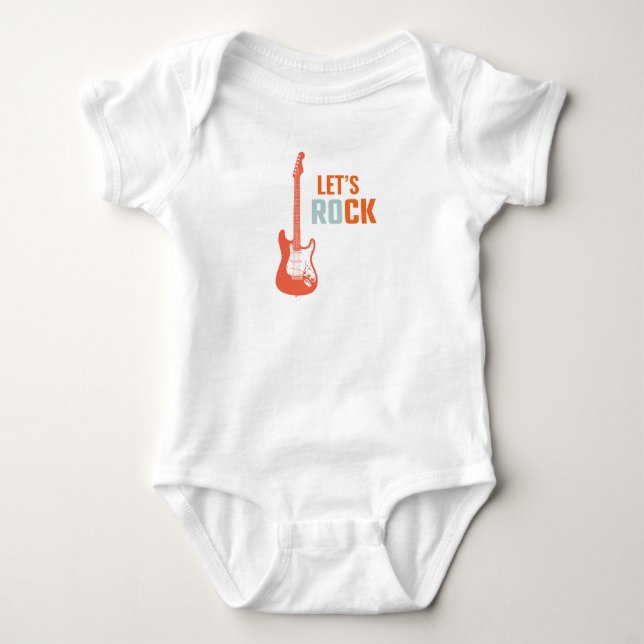 Guitar Rock and Roll Music Rockstar First Birthday Baby Bodysuit (Front)
