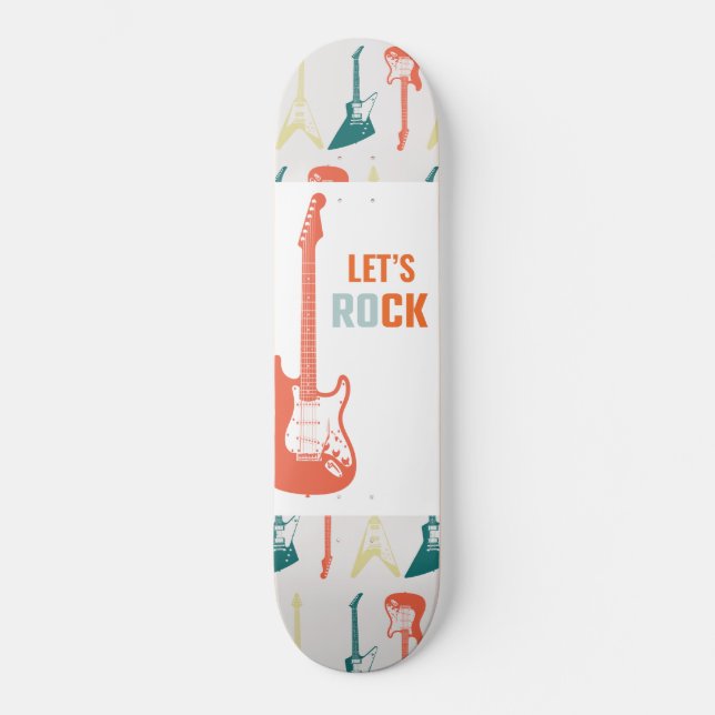 Guitar Rock and Roll Music Rockstar  Skateboard (Front)