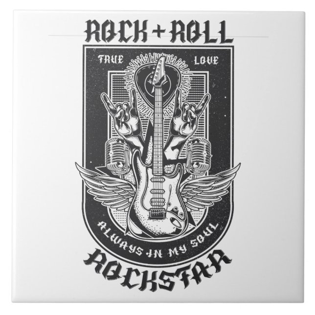 Guitar Rock design Ceramic Tile (Front)