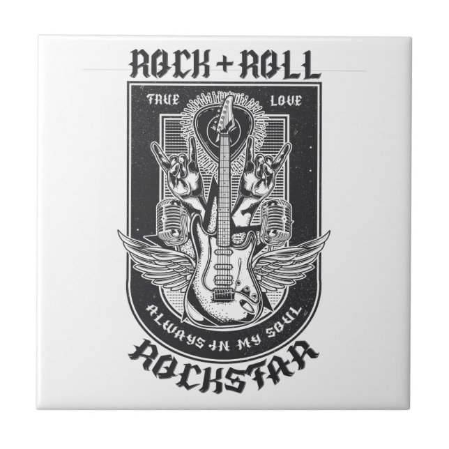 Guitar Rock design Ceramic Tile (Front)