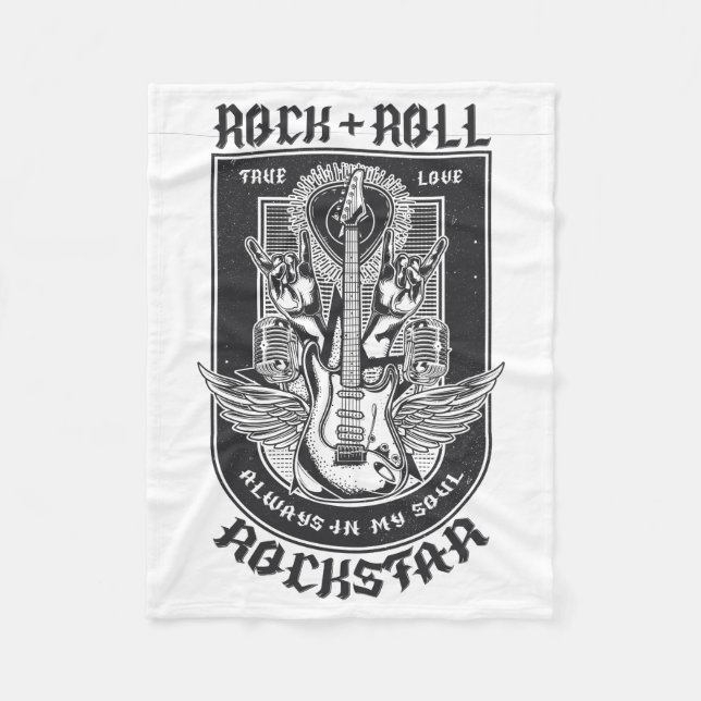 Guitar Rock design Fleece Blanket (Front)