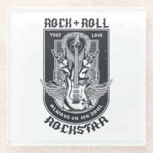 Guitar Rock design Glass Coaster