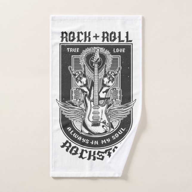 Guitar Rock design Hand Towel (Hand Towel)