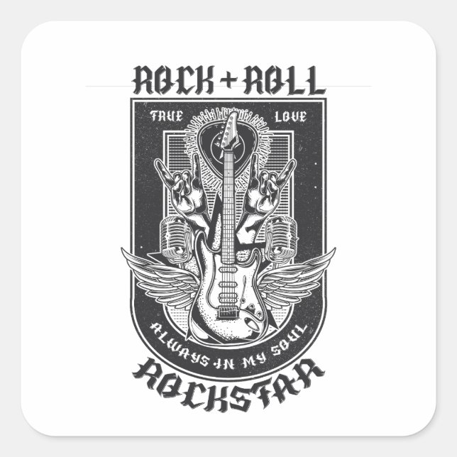 Guitar Rock design Square Sticker (Front)