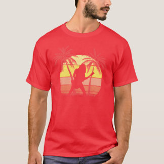 Guitar Rock Girl Summer Sunset 80s Palm retro T-Shirt