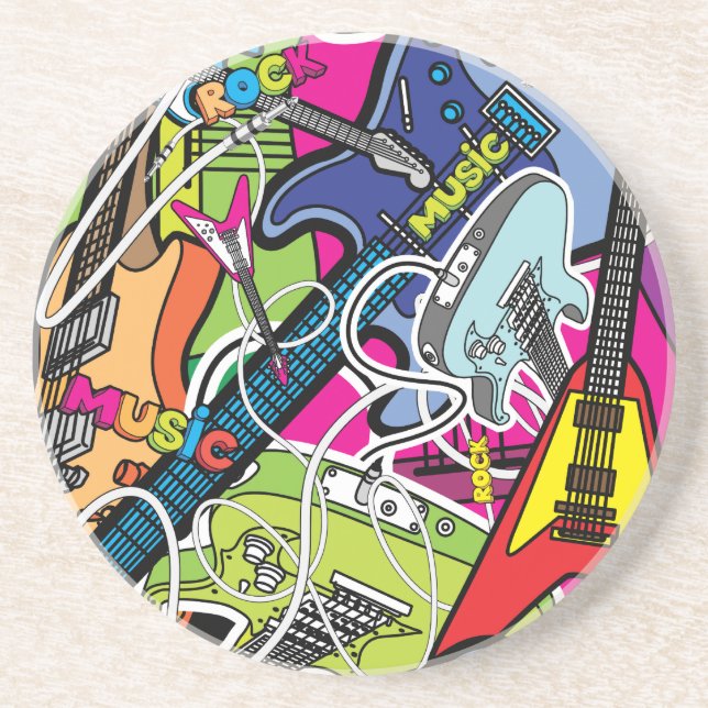 Guitar Rock Music Star Grunge Grafitti Coasters (Front)