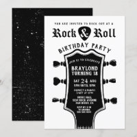 Guitar Rock N Roll Birthday Invitation