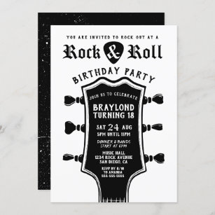 Guitar Rock N Roll Birthday Invitation
