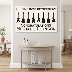 Guitar Rock 'n' Roll Retirement Party Banner