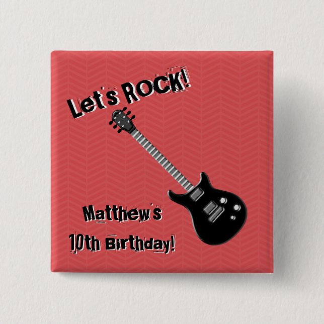 Guitar Rock Star 15 Cm Square Badge (Front)