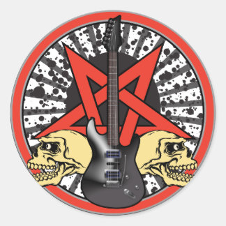 Guitar Rock Star Classic Round Sticker