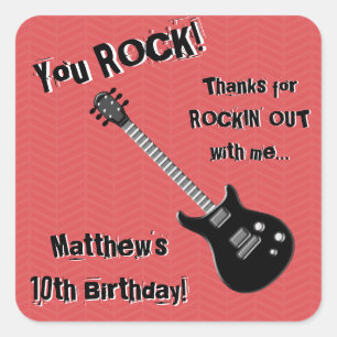 Guitar Rock Star Square Sticker