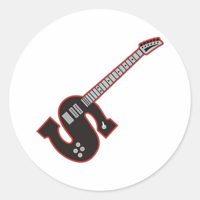 Guitar S Classic Round Sticker (Front)