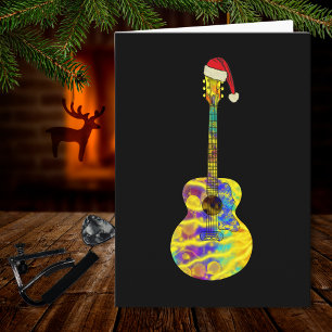 guitar Santa Colourful  Card