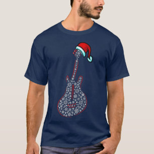 Guitar Santa Hat Christmas Snow Funny Music Loves  T-Shirt