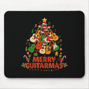 Guitar Santa Hat Christmas Tree Funny Music Loves  Mouse Pad