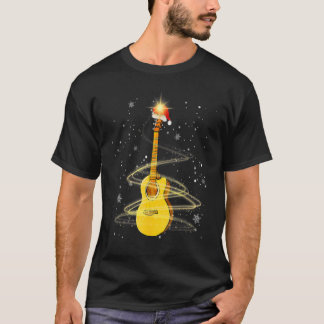 Guitar Santa Hat Christmas Tree Funny Music Loves  T-Shirt