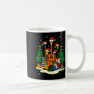 Guitar Santa Hat Christmas Tree Light Funny Music Coffee Mug