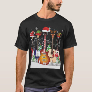 Guitar Santa Hat Elf Christmas Tree Musician Sweat T-Shirt