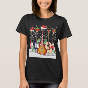 Guitar Santa Hat Elf Christmas Tree Musician Sweat T-Shirt