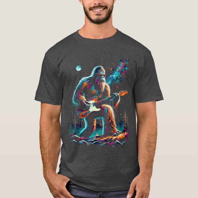 Guitar Sasquatch Rock Music Band Funny Sasquatch f T-Shirt (Front)