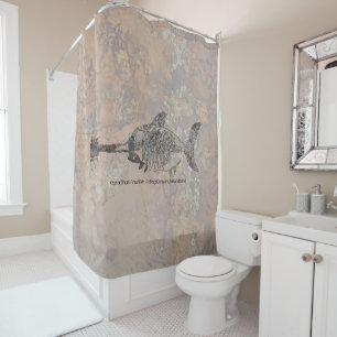 Guitar Shark Fossil Fish Shower Curtain