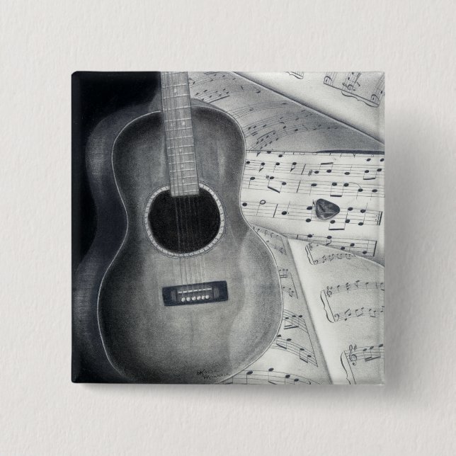 Guitar & Sheet Music Button (Front)