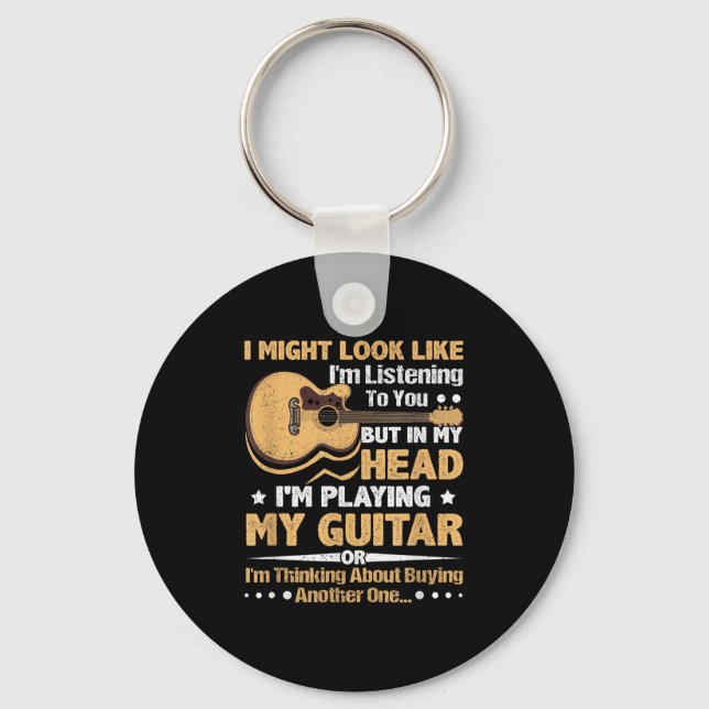 Guitar Shirt For Men - Funny Musician Guitar Graph Key Ring (Front)