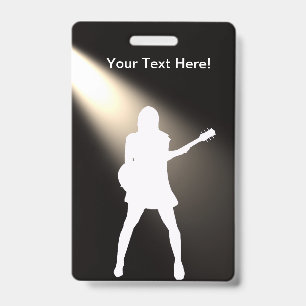 Guitar silhouette for Badge with Lynard ID Badge