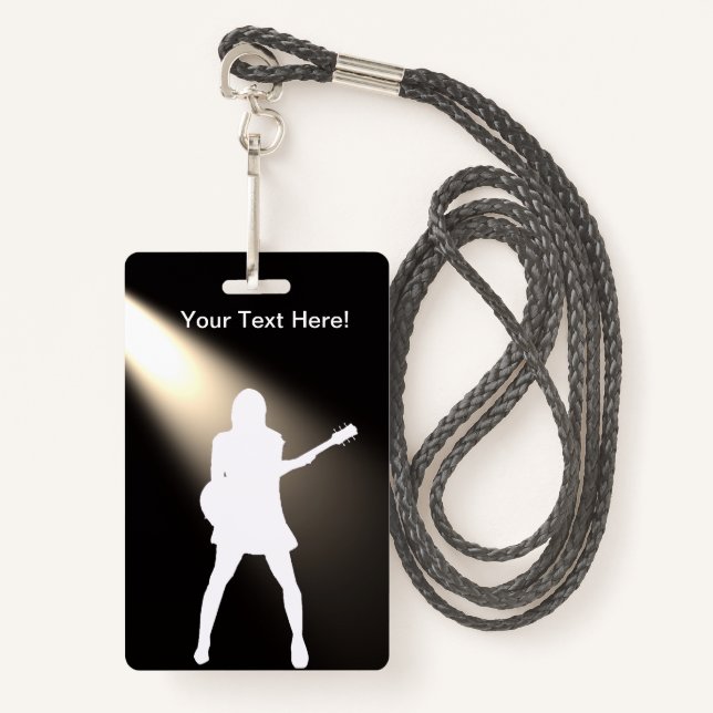 Guitar silhouette  for Badge with Lynard ID Badge (Front with Lanyard)